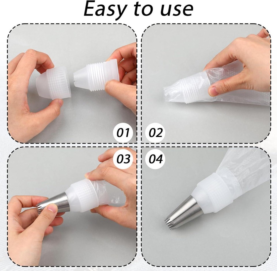 15Pcs Couplers for Piping Bags, Cake Decorating Tip Icing Nozzles