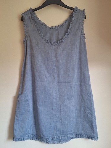 LOUP CHARMANT Cotton Ruffled Chambray Blue A-Line Shift Dress UK 8 EU 36 US 4 XS - Picture 10 of 17