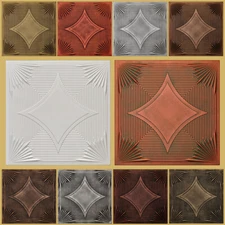 GLUE UP R14  STYROFOAM 20x20 TIN LOOK FAUX CEILING TILES PAINTED VARIOUS COLORS