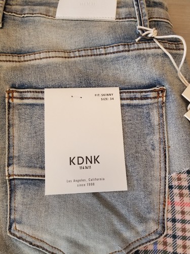 KDNK Patchwork Skinny Fit Jeans Mens 34×31 - Picture 5 of 5