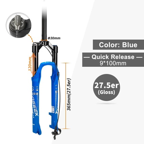 Horquilla de suspensión neumática para bicicleta de montaña de 27,5/29 pulgadas QR eje pasante horquillas delanteras de 9*100 mm - Imagen 9 de 26