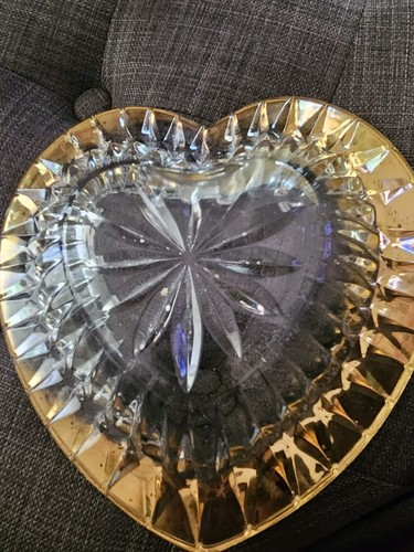 MIKASA Desire Gold Glass Heart Candy Tricket Dish Nuts Jewelry Vintage - Picture 4 of 4
