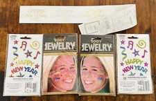 Happy New Year Body Jewelry Glitter Sticker Lot Amscan Mrs. Grossman’s Stickers