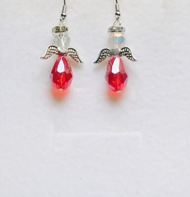Stunning Red Italian Crystal Angel Drop Earrings