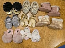 Lot of 8 Infant Girl Shoes Size1 OR 0-3 Months Good Shape