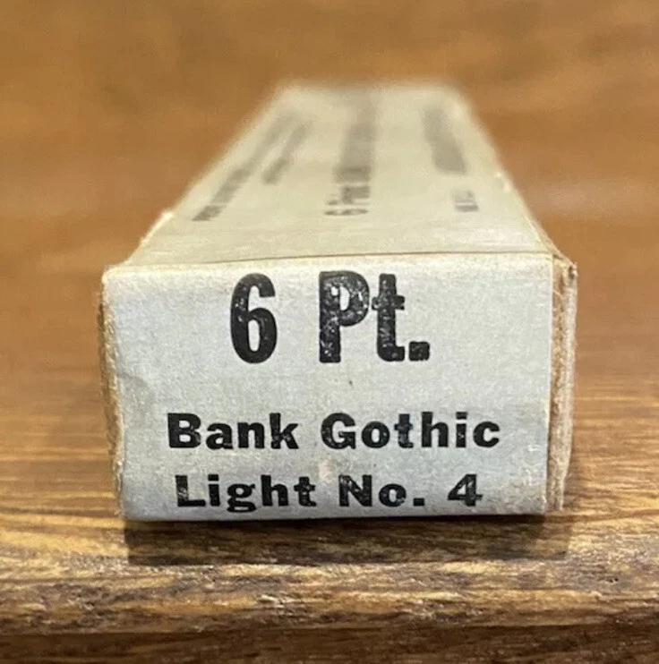 NOS ATF 6pt. Bank Gothic Light no.4 FIG. Letterpress Type Vintage sealed - Image 3 of 3