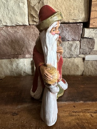 De colección Pintado a Mano Cerámica Viejo Mundo Renacimiento Papá Noel con Molde Niña Guarda - Imagen 2 de 9