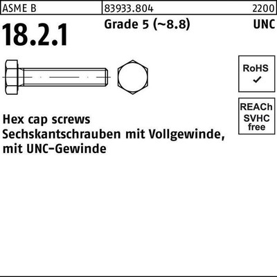 Sechskantschraube R 83933 m.UNC-Gewinde VG 7/16 x 1 1/2 Grade 5 (~8.8)