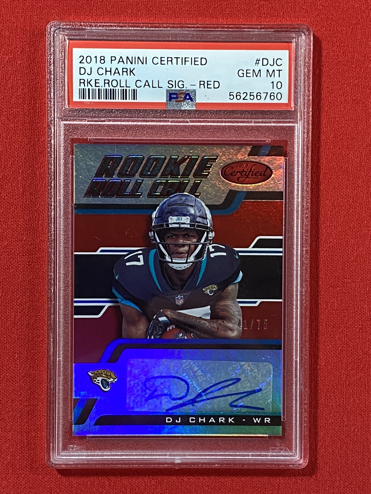DJ Chark Panini Certified Rookie Roll Call Signatures #DJC Red