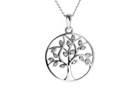 Echt Silber 925 Baum Des Lebens Symbol AnhäNger Lebensbaum Kette Zirkonia Steine