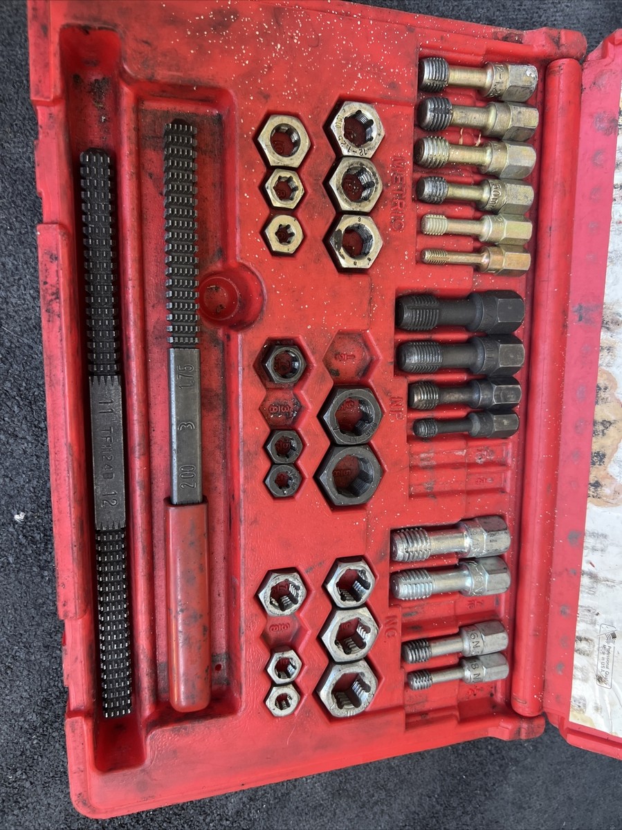 HFS Metric & SAE Tap And Die Rethread Set – 40-Piece Kit With Wrenches, Pitch Gauge, And Case For Cutting & Restoring Threads