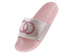 US Women Bling Rhinestone Sandal Shoes Summer Flat Open Toe Slides Slipper Shoes