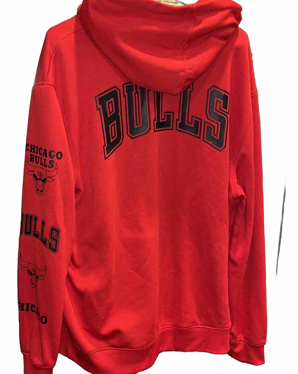 XL NBA Chicago Bulls RED HOODIE 1/4 Zip Pullover Sweatshirt Arm