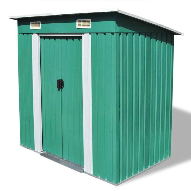 vidaXL Garden Shed Metal - Green (42908) for sale online | eBay