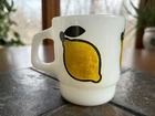 Vintage Anchor Hocking Fire King Yellow Lemon  Coffee Cup Milk Glass USA