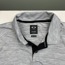 Oakley Regular Fit Mens Small Golf Polo Short Sleeve Shirt Gray Black READ 