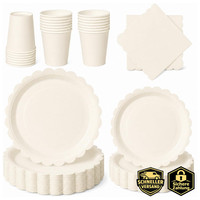 Pappteller Set Cremeweiß FüR 24 GäSte Partygeschirr Einweggeschirr 18Cm