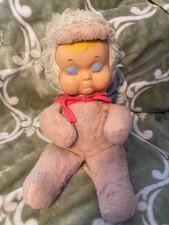 Vintage Rushton Rubber Face Baby Doll Pouty Face Sleeping Kitsch Retro 1950s