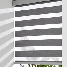 Cordless Zebra Blinds for Windows, Light Filtering Shades Dual Layer Roller W...