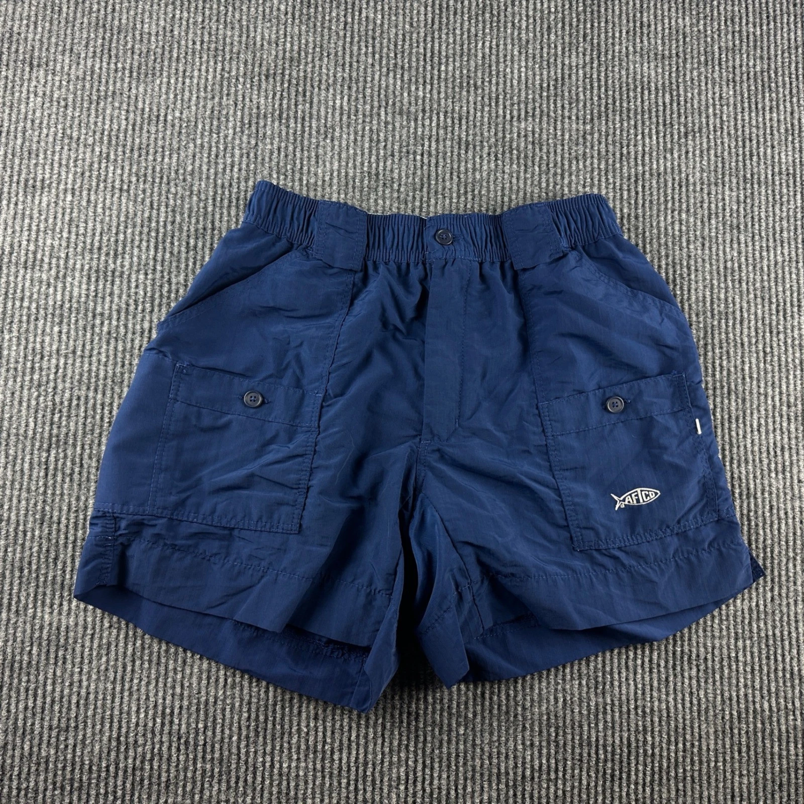 AFTCO M01 Original Fishing Shorts Mens 30 Navy Blue Nylon Performance Cargo