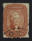 CKStamps: US Stamps Collection Scott#27 5c Jefferson Used Tiny Thin on Perf