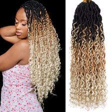 COOKOO 8-Packs 30" Goddess Locs Crochet Hair Ombre 3-Tone Boho Faux River Locs