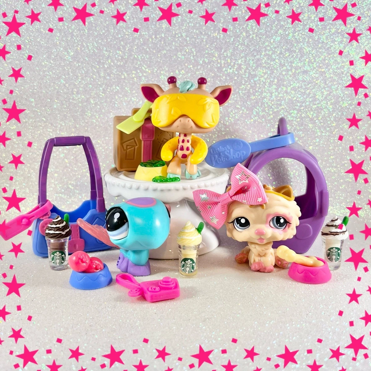 Littlest PetShop OOAK Girafe Arc-en-ciel - Figurine Unique Peinte à La Main, Custom