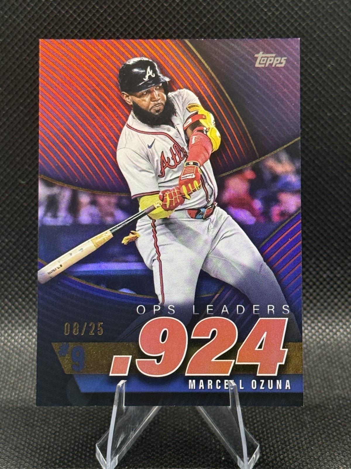 2025 Topps Series 2 Marcell Ozuna OPS Leaders Orange Parallel /25 #OPS-9 Braves