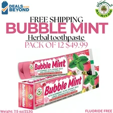 12 Pack Organic bubble mint Herbal Toothpaste Al Riyan-5 In 1-Fluoride free