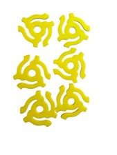6 Snap-In Adapter Inserts for 7" 45 RPM Records Yellow Plastic