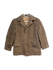 Vintage 40s Tom Sawyer Boys Wool Cabin Coat Jacket Striped Rare Outerwear