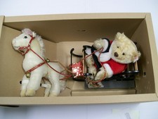 Steiff Father Christmas Bear in Sleigh Set 670879 in ORIGINAL BOXES RARE jkdla