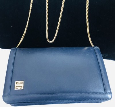 Vtg Givenchy, Genuine Leather,Beautiful Designer Shoulder Bag, W/Gold Chain