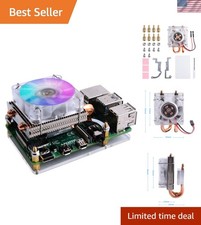 Low-Profile RGB CPU Cooler Aluminum Heatsink for Raspberry Pi 4B/3B - Silver