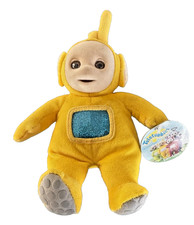 Vintage 90s Teletubbies Plush Laa Laa 8" Bean Bag Toy Yellow Eden 1998