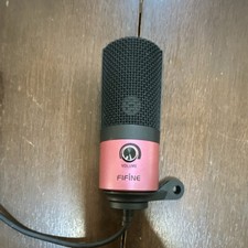 FIFINE Pink Wired Freestanding Microphone with Volume Control