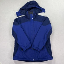 VTG L.L.Bean Jacket Women's M Blue Insulated Hooded Winter Ski Parka Coat Y2K
