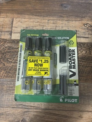 - Pilot V Board Master Dry Erase Whiteboard Markers Black 2 Refills
