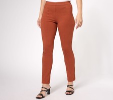 Susan Graver Weekend Regular Stretch Slim-Leg Pull On Ankle Pants Dark Spice 2X