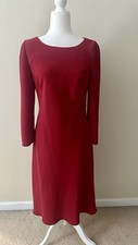 TALBOTS Women's Red Dress V-Neck Lace Bell Sleeve Sheath Dress Size 6