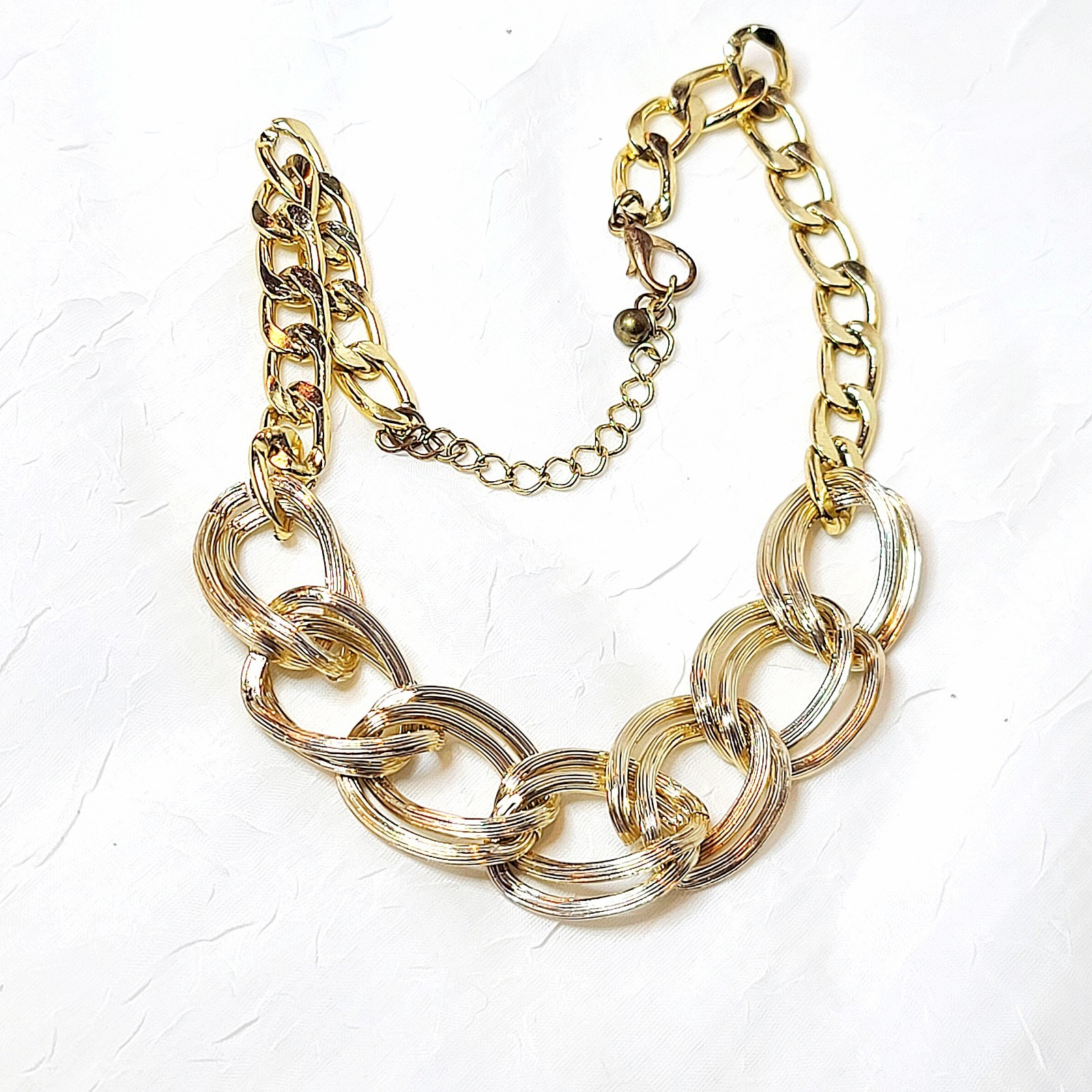 Goldtone Chunky Double Link Statement Necklace - image 1