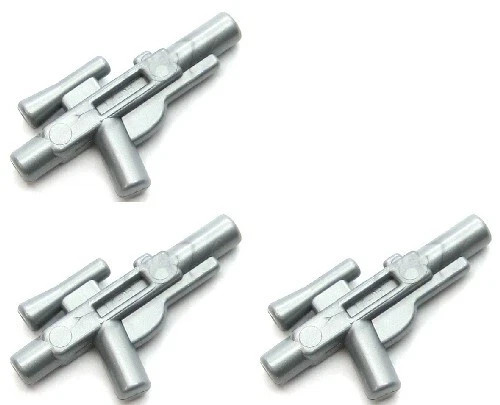3x LEGO Part Flat Silver Gun Medium Blaster (EBAY-205893596263)
