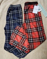 NWT CALVIN KLEIN 2 pc Red  Blue Plaid Flannel Youth SLEEP PANTS Small 6-6X 