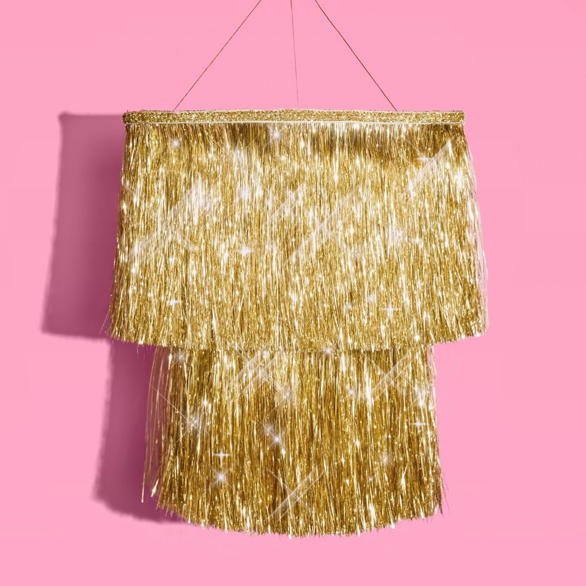 , Gold Fringe Tinsel Chandelier | 16