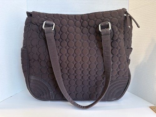 Vera Bradley große Umhängetasche Tasche einfarbig Espresso braun gesteppt Mikrofaser - Bild 3 von 13