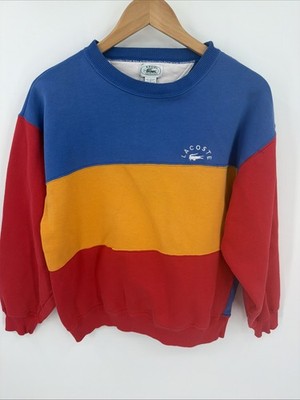 Vtg 80 s 90's IZOD LACOSTE Colorblock SWEATSHIRT Sz M U.S.A Embroidered Preppy