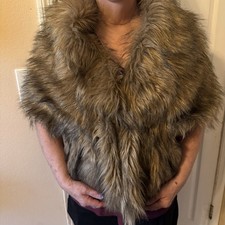 Aukmla Women's Brown Faux Fur Shawl Bridal Wedding Fur Wraps and Shawls...