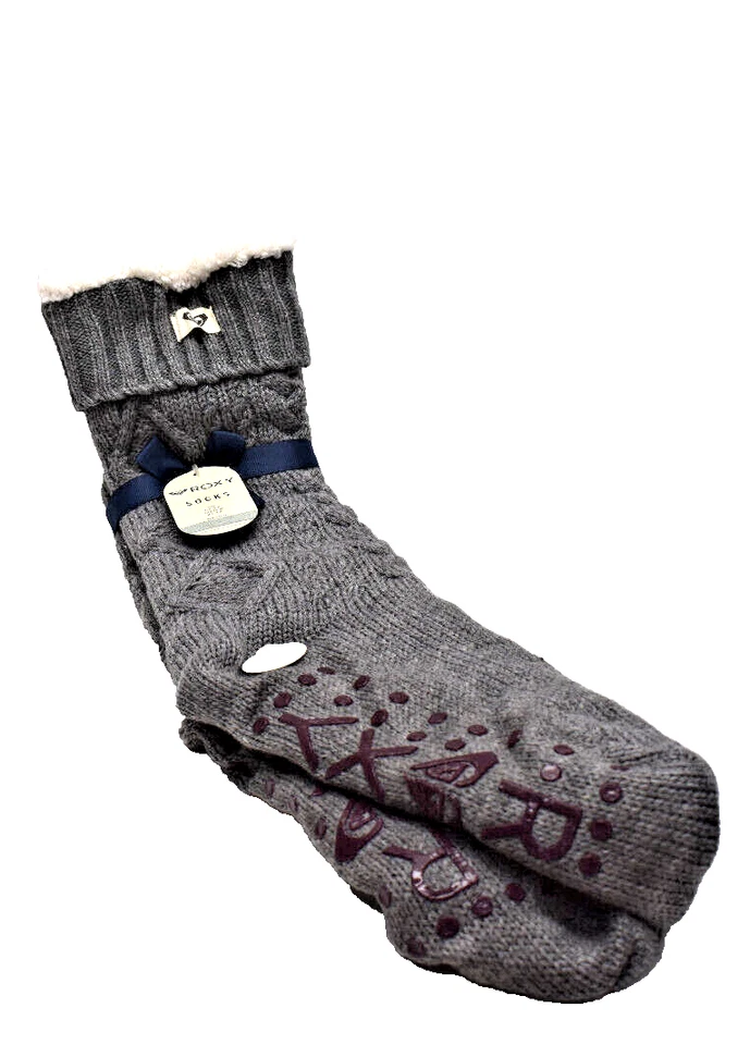 Acogedores calcetines Roxy de punto polar forrados con cable grises ¡Nuevos! Nuevo con etiquetas Foto 2 de 4