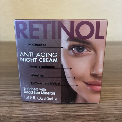 NIB Retinol Anti-Aging Night Cream Paraben Free, 1.69 fl oz/ 50mL, Dead Sea Min
