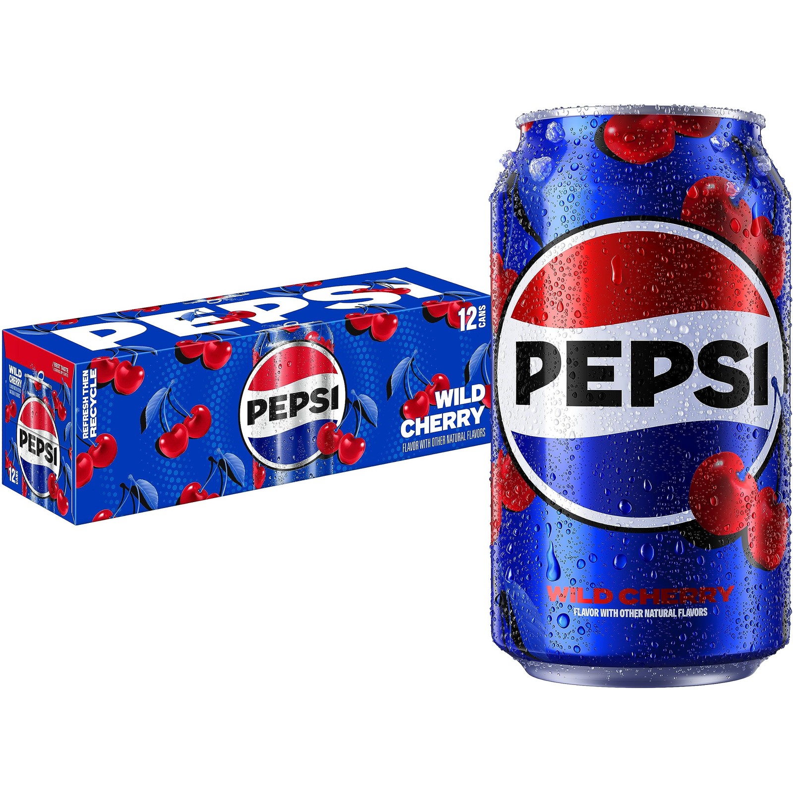 Pepsi Cola Soda, Wild Cherry, 12 Fl Oz Cans 12 (Pack of 12),